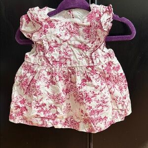 Janie and Jack Pink Toile Print Baby Dress 6-12minths